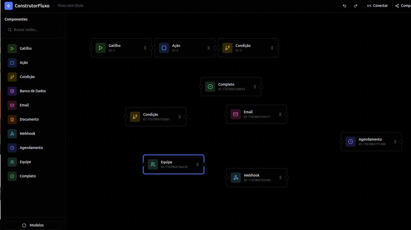 Construtor Visual de Workflows (Fluxos)